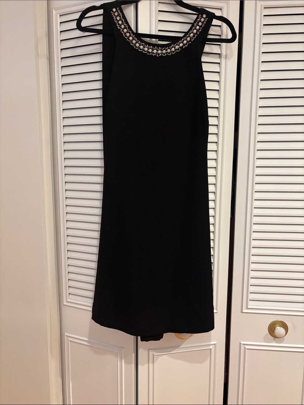 Rebecca Taylor Black Mini Dress with Embellished Neckline